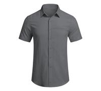 Camisa de manga corta de lino y algodón para hombre, casual, holgada, con solapa, camisa de manga corta para hombre, ligera y transpirable, camisas hawaianas para vacaciones, playa, verano, con