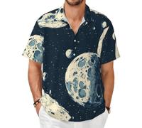 Camisa de manga corta Holes in the Moon, camiseta casual de verano con botones, Negro, X-Large-8X-Large