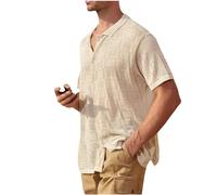Camisa de Manga Corta Hombre 2024 Camiseta Tejido de Punto Color sólido Verano Oficina Elegante Casual Cuello en V Botones Moda Original T-Shirt Camisa Suelto Fiesta Tops tee Traje