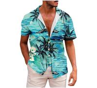 Camisa de Manga Corta Hombre 2024 Hawaiano Tropical impresión Camiseta Moda Casual Verano Playa Cuello en V Botones Original T-Shirt Suelto Fiesta Transpirable Tops tee Vacaciones
