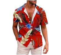 Camisa de Manga Corta Hombre 2024 Hawaiano Tropical impresión Camiseta Moda Casual Verano Playa Cuello en V Botones Original T-Shirt Suelto Fiesta Transpirable Tops tee Vacaciones