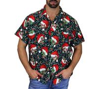 Camisa de manga corta para hombre, con estampado 3D, con botones, con estampado de gnomos de Navidad, camiseta hawaiana con solapa para adultos, blusa fea de Navidad, camisetas casuales de moda para