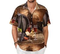 Camisa de Manga Corta para Hombre con Estampado de Bodega de Vino Tinto, Ideal para Verano. Camiseta Ligera para Adultos.,As Shown,XS