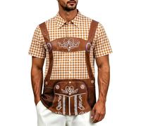 Camisa de manga corta para hombre con estampado de cerveza, para uso diario, cómodo fin de semana, naranja, 5XL