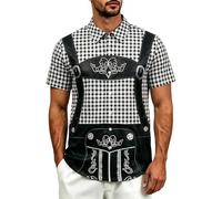 Camisa de manga corta para hombre con estampado de cerveza, para uso diario, cómodo fin de semana, Negro , 4XL