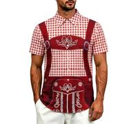 Camisa de manga corta para hombre con estampado de cerveza, para uso diario, cómodo fin de semana, rojo, 3XL