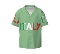 Camisa de manga corta para hombre, con estampado de colores de la bandera de Italia, casual, para verano, para la playa, para boda, Negro, 3XL