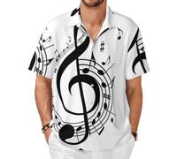 Camisa de Manga Corta para Hombre con Estampado de símbolos Musicales, Ideal para Verano. Camiseta Ligera para Adultos.,As Shown,S