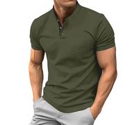Camisa de Manga Corta para Hombre, Estilo Casual, con Tapeta de Botones, Ligera, Color Liso, Ideal para el Verano, con Estampado Verde Militar, Talla XX Large.