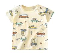 Camisa de Manga Corta para niños pequeños, Camisa con Estampado de de Peces y Coches de Animados para niños y niñas, Prendas de Vestir (Yellow, 12-18 Months)