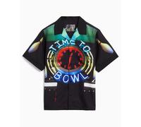 Camisa de manga corta Pleasures Time Bowling para hombre Negro S