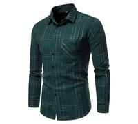 Camisa de manga larga a cuadros coloridos, sencilla, informal, guapa, grande, alta, para hombre, verde, S