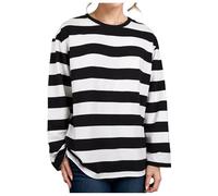 Camisa de Manga Larga a Rayas Que Las Mujeres Usan Blusas Grandes Sueltas Coreanas en Primavera y otoño. (White, XXL)