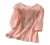 Camisa de Manga Larga Ajustada 2026, Holgada y cómoda con Bordado de Temperamento étnico Retro para Mujer de Primavera # L