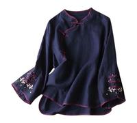 Camisa de Manga Larga Ajustada, Holgada y cómoda con Bordado de Temperamento étnico Retro para Mujer de Primavera#Z