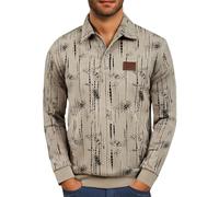 Camisa de manga larga con botones de un cuarto para hombre, suéter ligero de cuello polo para hombre, camisa casual de invierno, cómoda y cálida, sudadera estampada con solapa, sudadera de pana