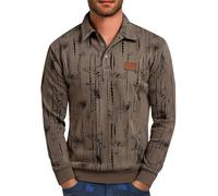 Camisa de manga larga con botones de un cuarto para hombre, suéter ligero de cuello polo para hombre, camisa casual de invierno, cómoda y cálida, sudadera estampada con solapa, sudadera de pana