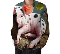 Camisa de Manga Larga con Botones para Hombre Estampado Divertido de Santa Claus de Navidad Camisa para Fiesta navideña
