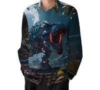 Camisa de Manga Larga con Botones para Hombre Estampado Divertido de Santa Claus de Navidad Camisa para Fiesta navideña