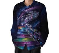 Camisa de Manga Larga con Botones para Hombre Estampado Divertido de Santa Claus de Navidad Camisa para Fiesta navideña