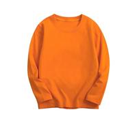 Camisa de manga larga con cuello redondo para niñas, material de punto acanalado de algodón, diseño ajustado, camiseta ligera de capa base, también adecuada para niños, suave para comodidad durante