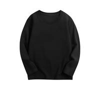 Camisa de manga larga con cuello redondo para niñas, material de punto acanalado de algodón, diseño ajustado, camiseta ligera de capa base, también adecuada para niños, suave para comodidad durante