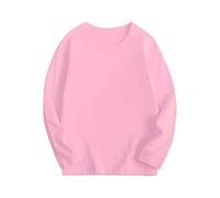 Camisa de manga larga con cuello redondo para niñas, material de punto acanalado de algodón, diseño ajustado, camiseta ligera de capa base, también adecuada para niños, suave para comodidad durante