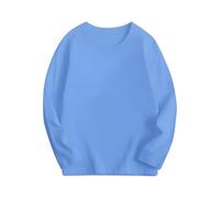 Camisa de manga larga con cuello redondo para niñas, material de punto acanalado de algodón, diseño ajustado, camiseta ligera de capa base, también adecuada para niños, suave para comodidad durante