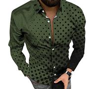 Camisa de Manga Larga con Estampado de gradiente de Lunares para Hombre, Camisa de Solapa Suelta con Estampado 3D Informal para jóvenes