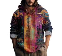 Camisa de manga larga de algodón y lino con capucha para hombre, estilo retro japonés, con solapa de medio botón, camisa de algodón colorido para el trabajo, negocios, vacaciones, caminar al aire