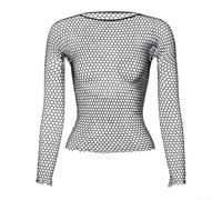 Camisa de manga larga de malla hueca para hombre, alta elasticidad, con fugas, transpirable, invisible, moldeadora, ropa interior para cintura de hasta 34.4 pulgadas, color negro