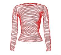 Camisa de manga larga de malla hueca para hombre, alta elasticidad, con fugas, transpirable, invisible, moldeadora, ropa interior para cintura de hasta 34.4 pulgadas, color negro (rojo)
