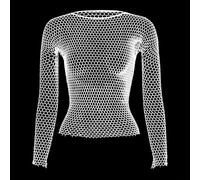 Camisa de manga larga de malla hueca para hombre, alta elasticidad, con fugas, transpirable, invisible, moldeadora, ropa interior para cintura de hasta 34.4 pulgadas, color negro (blanco)