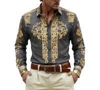 Camisa de manga larga estampada para festivales y temática vaquera: cómoda | Polo Sudadera Hombre De Comprar Despedida Termica Cremallera Lila Entrenamiento Básica Carne Escote Camisolas