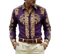 Camisa de manga larga estampada para festivales y temática vaquera: cómoda | Polo Sudadera Hombre De Comprar Despedida Termica Cremallera Lila Entrenamiento Básica Carne Escote Camisolas