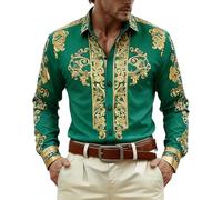Camisa de manga larga estampada para festivales y temática vaquera: cómoda | Polo Sudadera Hombre De Comprar Despedida Termica Cremallera Lila Entrenamiento Básica Carne Escote Camisolas