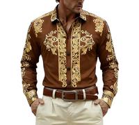 Camisa de manga larga estampada para festivales y temática vaquera: cómoda | Polo Sudadera Hombre De Comprar Despedida Termica Cremallera Lila Entrenamiento Básica Carne Escote Camisolas