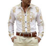 Camisa de manga larga estampada para festivales y temática vaquera: cómoda | Polo Sudadera Hombre De Comprar Despedida Termica Cremallera Lila Entrenamiento Básica Carne Escote Camisolas