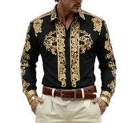 Camisa de manga larga estampada para festivales y temática vaquera: cómoda | Polo Sudadera Hombre De Comprar Despedida Termica Cremallera Lila Entrenamiento Básica Carne Escote Camisolas
