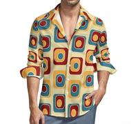 Camisa de manga larga impresa en 3D para hombre dibujando las tendencias de moda de los años 70 para aventuras en la playa y la ciudad (2XL amarillo)