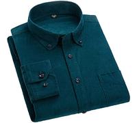 Camisa De Manga Larga para Hombre Algodón Pana Color Sólido Otoño Invierno Camisas Cálidas 701 XXL