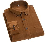 Camisa De Manga Larga para Hombre Algodón Pana Color Sólido Otoño Invierno Camisas Cálidas 702 L