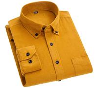 Camisa De Manga Larga para Hombre Algodón Pana Color Sólido Otoño Invierno Camisas Cálidas 703 5XL