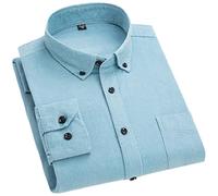 Camisa De Manga Larga para Hombre Algodón Pana Color Sólido Otoño Invierno Camisas Cálidas 705 6XL