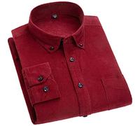 Camisa De Manga Larga para Hombre Algodón Pana Color Sólido Otoño Invierno Camisas Cálidas 706 L