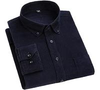 Camisa De Manga Larga para Hombre Algodón Pana Color Sólido Otoño Invierno Camisas Cálidas 707 3XL