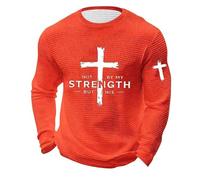 Camisa de manga larga para hombre Christian Waffle Cruz Otoño, Naranja, M | Camiseta informal de manga larga para hombre, ropa de calle, otoño, descanso, gimnasio, invierno, otoño, viaje, atlética