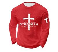 Camisa de manga larga para hombre Christian Waffle Cruz Otoño, rojo, M | Camiseta informal de manga larga para hombre, ropa urbana, otoño, descanso, gimnasio, invierno, otoño, capa, viajes, atletica