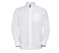 Camisa de manga larga para hombre con cuello abotonado, fácil de cuidar, corsé de espalda S a 6XL, Blanco, XL