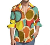 Camisa de manga larga para hombre con influencia nostálgica de los años 70 y detalles impresos en 3D para playa y ropa urbana (XL naranja)